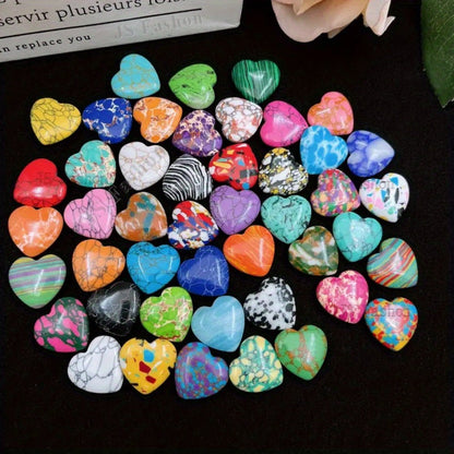 Colorful Heart-Shaped Craft Stones in Random 50- or 100-Piece Assortments for Adult DIY Jewelry Projects