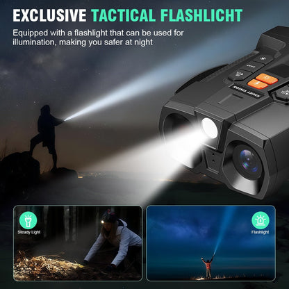 Black Digital Night Vision Binoculars with 4.5-Inch Screen, 10X Digital Zoom, Seven IR Levels and 5000mAh Battery
