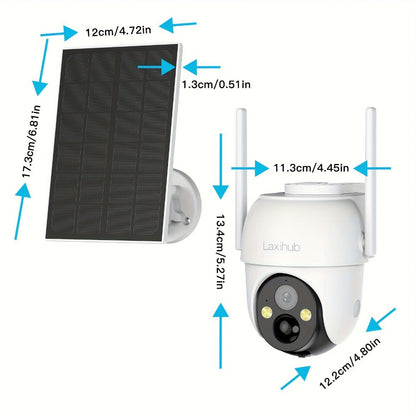 3MP Solar PTZ Outdoor Security Camera with 2.4GHz WiFi, Sold Alone or in One- or Two-Camera Solar Panel Packages