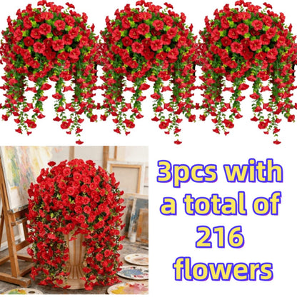 Three-Piece Artificial Rose Vine Garland with 216 Listed Flowers in Twelve Exact Color Combinations