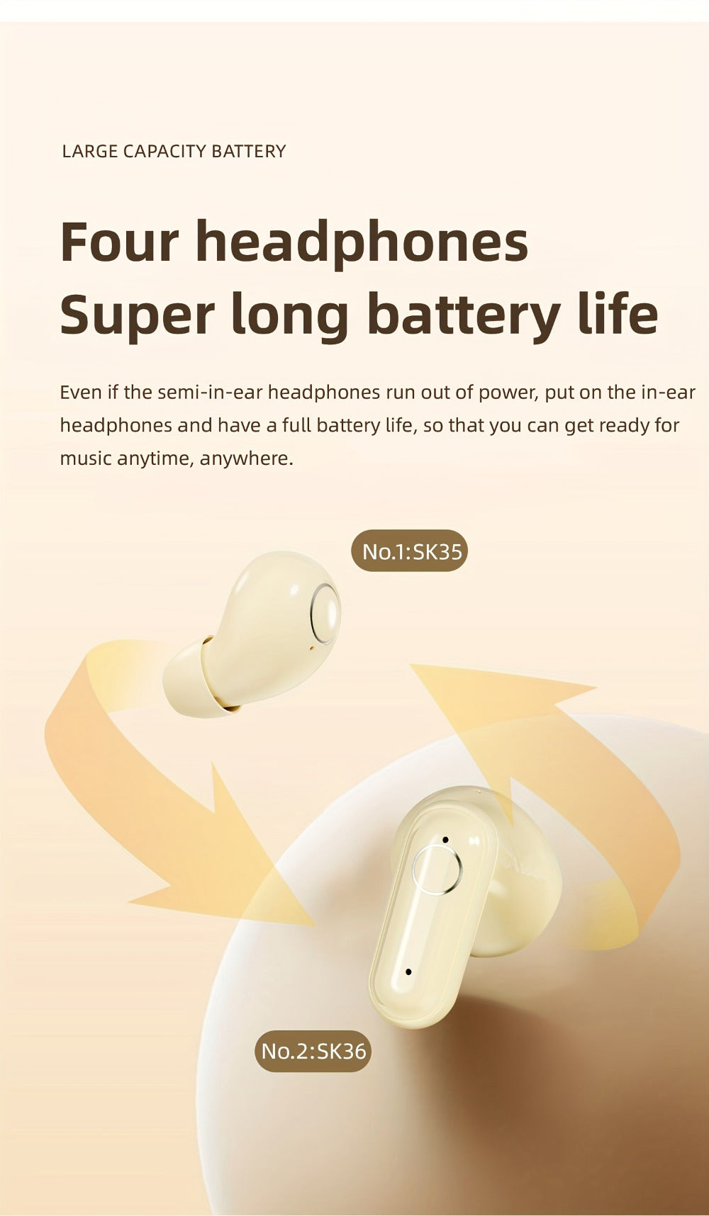 Wireless Earbuds MSHUKCOE 2-in-1 Mini Sleep Style with Noise Reduction and 6D HiFi Sound in Three Colors