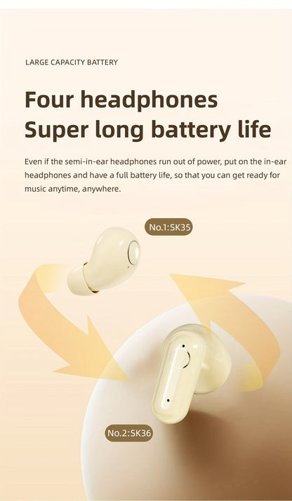 Wireless Earbuds MSHUKCOE 2-in-1 Mini Sleep Style with Noise Reduction and 6D HiFi Sound in Three Colors