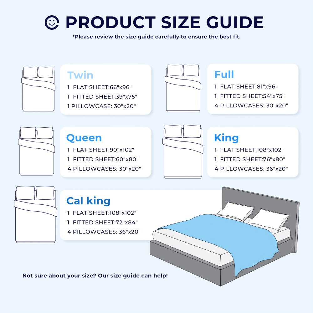 Bed Sheet Set Soft Breathable Cooling Microfiber Fitted & Flat Sheets with Deep Pockets – Wrinkle Free Hotel Luxury Bedding in Multiple Colors & Sizes