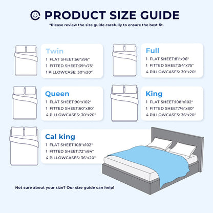 Bed Sheet Set Soft Breathable Cooling Microfiber Fitted & Flat Sheets with Deep Pockets – Wrinkle Free Hotel Luxury Bedding in Multiple Colors & Sizes