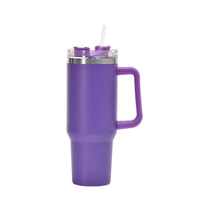 40 oz Insulated Stainless Steel Tumbler with Handle and Straw Lid in 15 Checkout Color Options