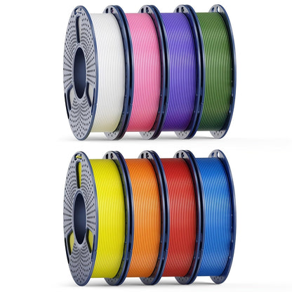 8-Color 3D Printer Filament Bundle 1.75mm 2kg PLA PETG High Speed Options – SUNLU 8×250g Individually Vacuum Packed Neatly Wound Complete Color Set for FDM Printers
