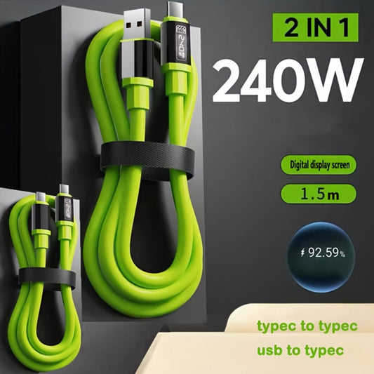 2-Pack USB-C to USB-C Super Fast Charging Cable with Data Transfer, Matcha Green, for Android Samsung Galaxy Google Pixel Xiaomi Redmi OPPO Vivo, Home Travel Car Charger Cord