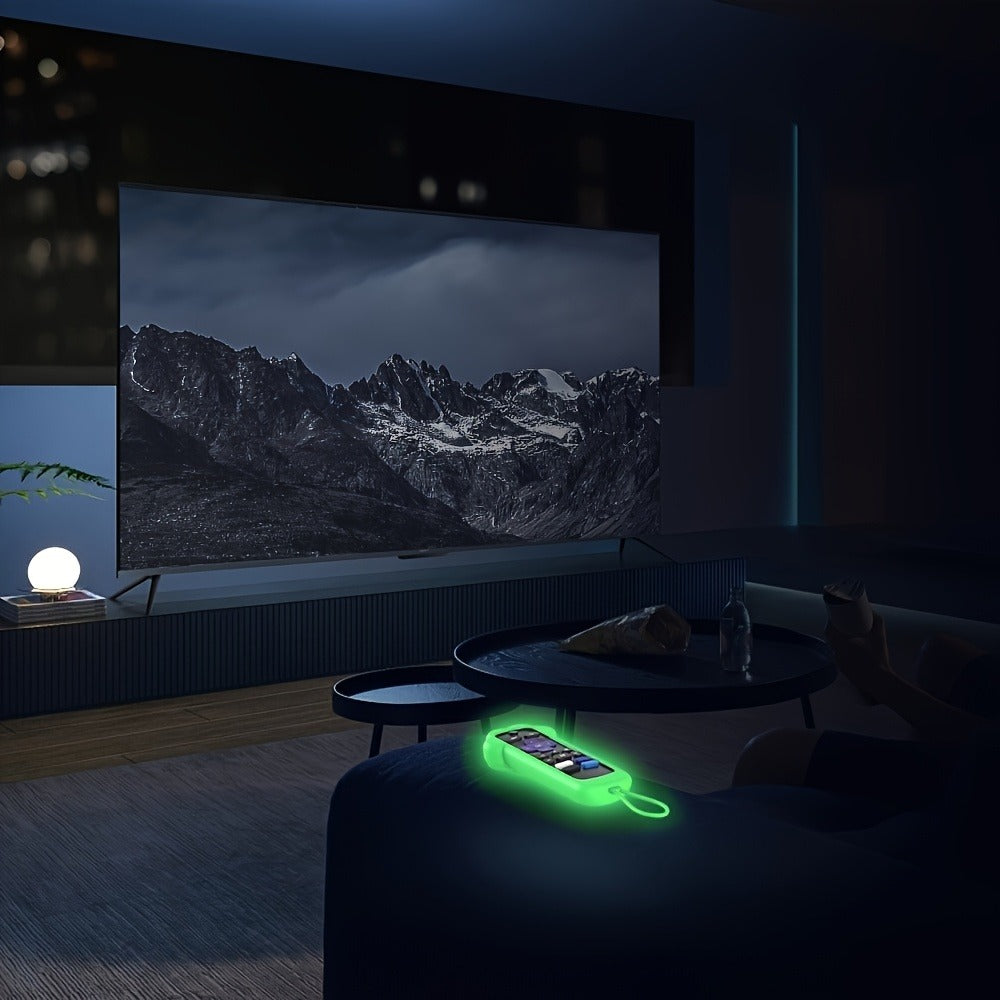 Luminous Green Dog-Paw Remote Control Case with Wrist Loop for Pictured Roku-Style Button Layout