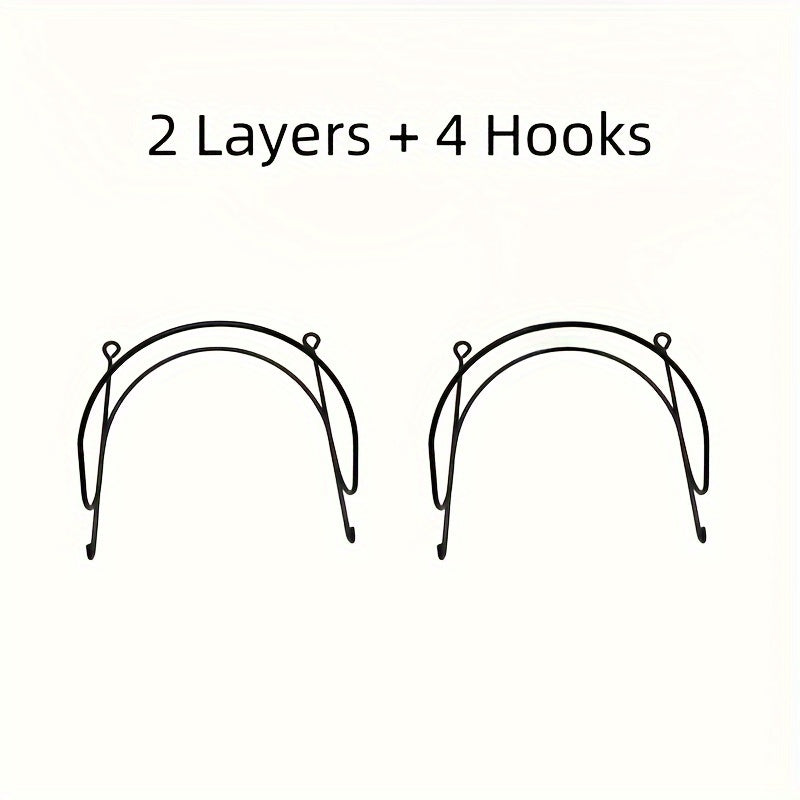 Wall Mounted Towel Rack with Hooks 6pcs Iron Hanging Rack Set Multi-Layer Wall Storage Organizer for Bathroom, Bedroom & Kitchen – Easy Install, Clothes & Towel Hanger