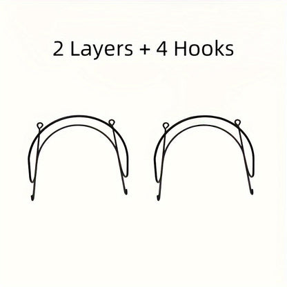 Wall Mounted Towel Rack with Hooks 6pcs Iron Hanging Rack Set Multi-Layer Wall Storage Organizer for Bathroom, Bedroom & Kitchen – Easy Install, Clothes & Towel Hanger