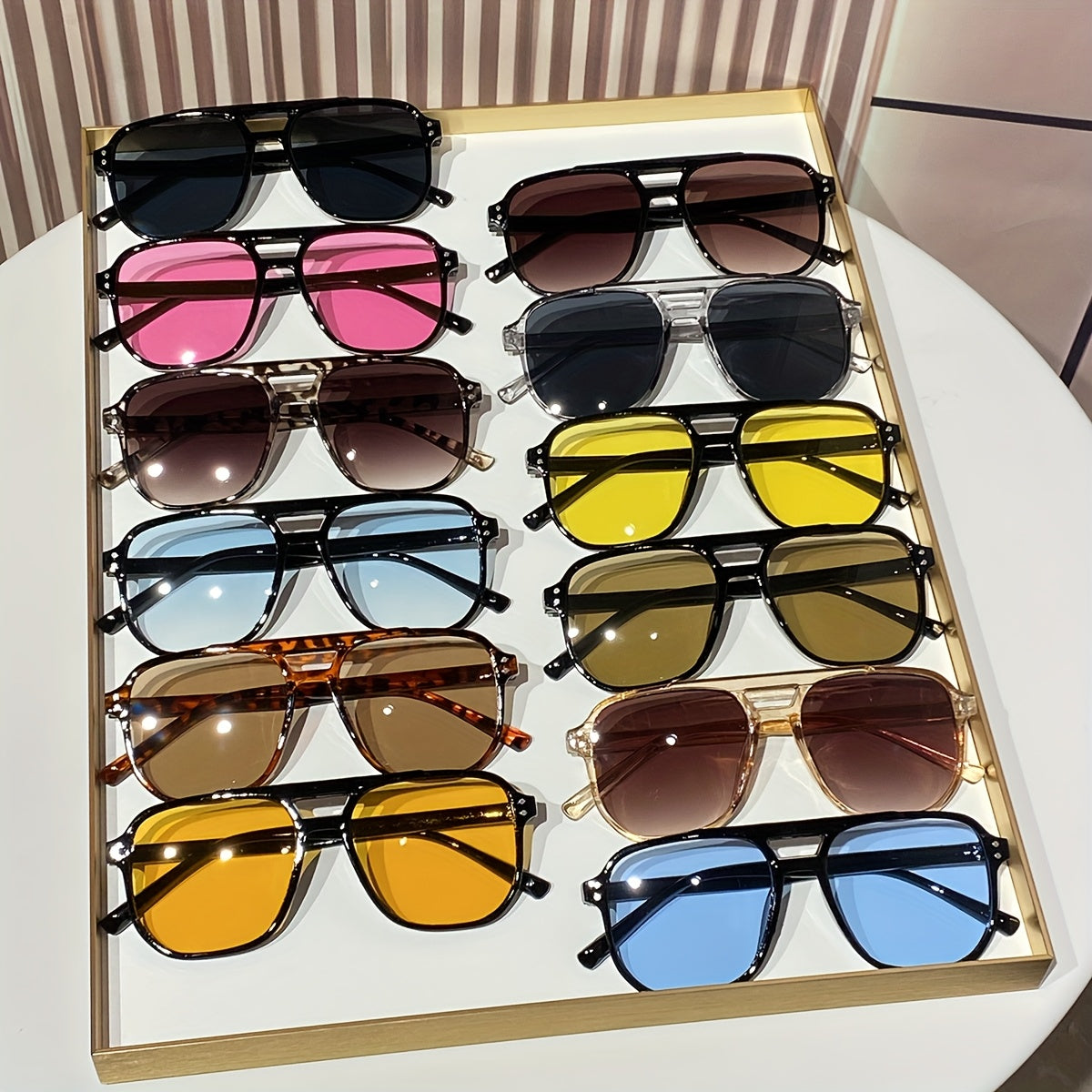 Twelve-Piece Multicolor Novelty Glasses Set with Oversized Double Frames for Parties, Costumes and Photo Booths