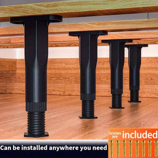 Adjustable Furniture Legs Heavy Duty Bed Frame Support 4-Pack – Durable Plastic Feet Pads with Enhanced Grip Base for Bed Sofa Dresser, Height 5.31"-11.02"
