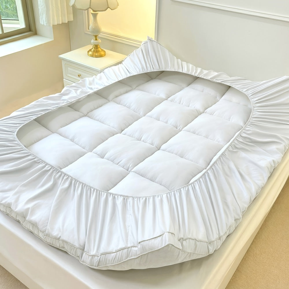 Mattress Topper 1000GSM Quilted Pillow Top with Fitted Deep-Pocket Skirt in Four Bed Sizes