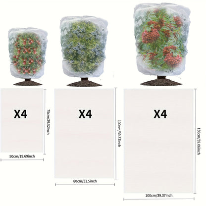 Four-Pack Drawstring Plant Protection Bags in Three Sizes for Fruit Trees, Shrubs and Garden Covers