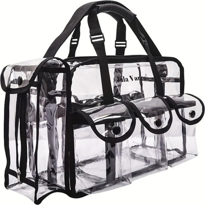 Clear Multi-Pocket Tote Bag with Black Trim, Dual Handles and Protected Fashion, Simple or Portable Styles