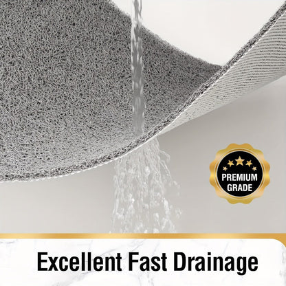 24-Inch Square PVC Loofah Shower Bath Mat with Drain Holes in Grey, White or Beige Color Options
