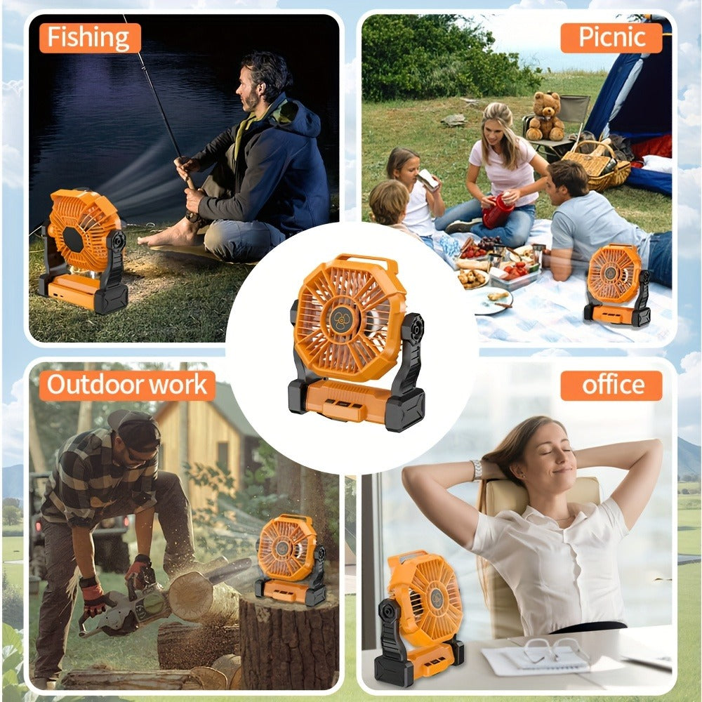 20000mAh-Label Camping Fan with Hanging Hook, LED Lantern and Six Color Checkout Options Pictured