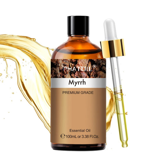 Essential Oil Myrrh 100ml Dropper Bottle with Warm Earthy Balsamic Scent for Diffuser and Candles