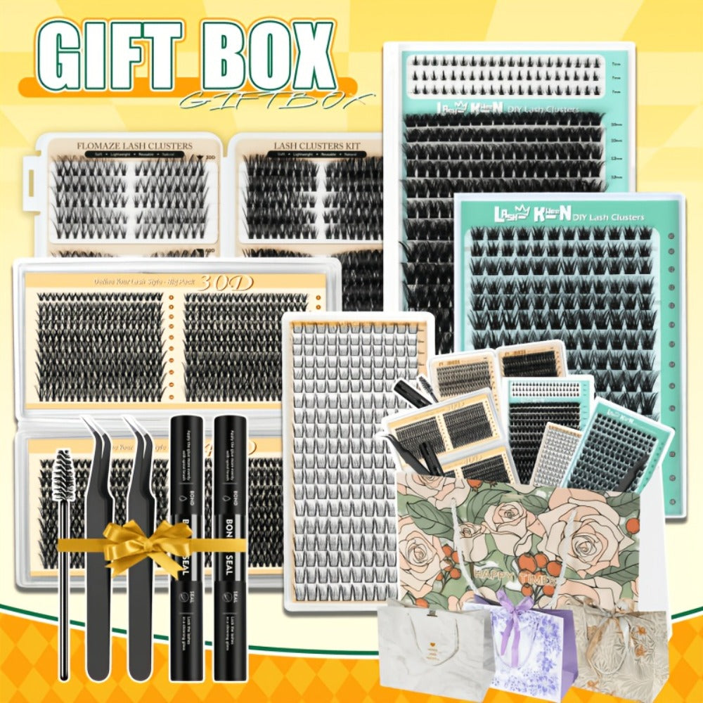 False Eyelash Cluster Kit with Four Package Options from 209 to 1993 Pieces plus Tools and Gift Bags