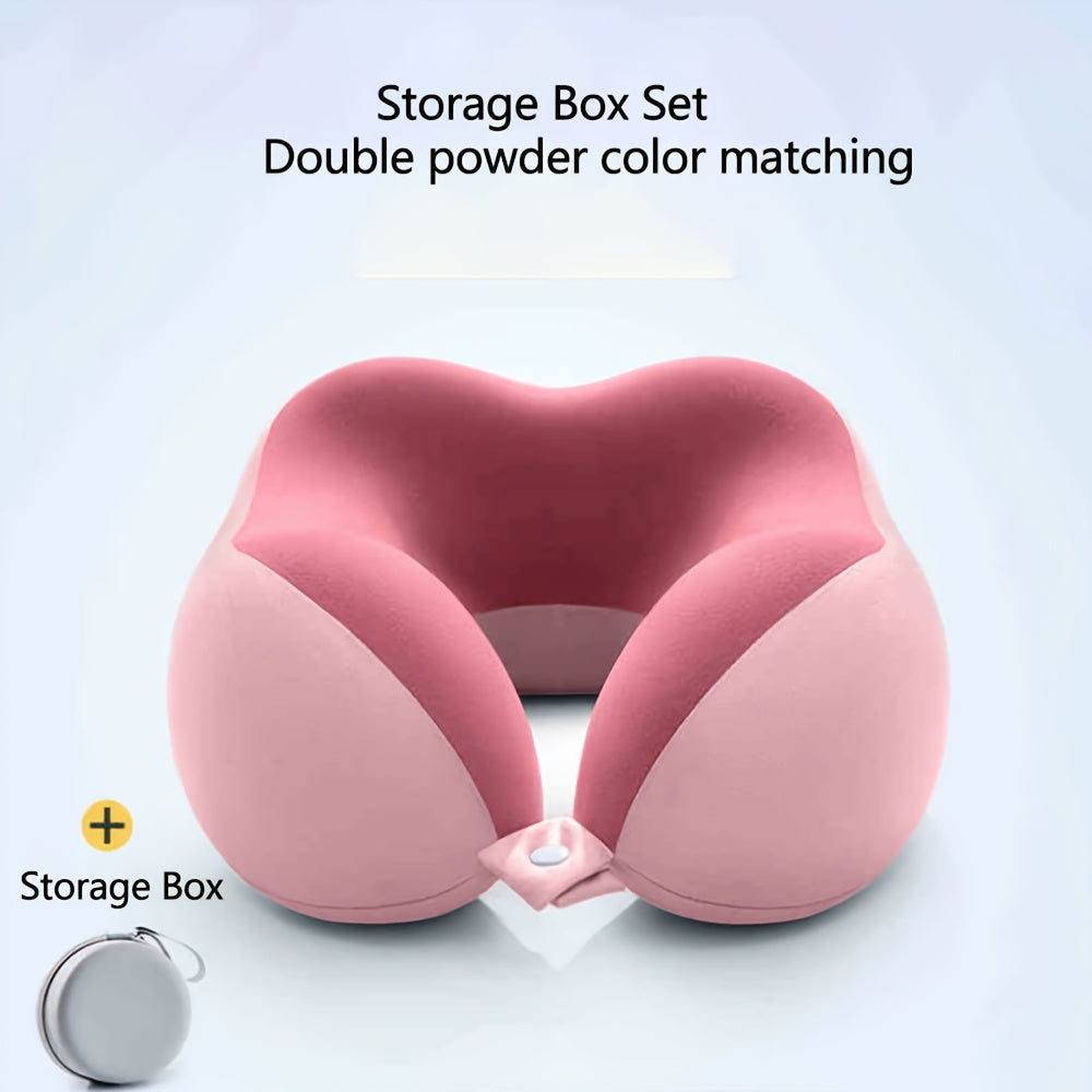 Memory Foam Travel Neck Pillow with Storage Bag – Ergonomic Slow Rebound Support, Machine Washable Cover, for Travel, Office & Napping