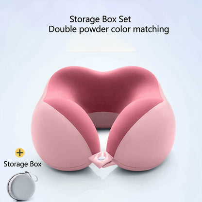 Memory Foam Travel Neck Pillow with Storage Bag – Ergonomic Slow Rebound Support, Machine Washable Cover, for Travel, Office & Napping