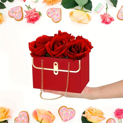Paper Flower Bouquet Gift Bags with Metal Chain Handles in Black, Pink, White or Mixed Colors, 12–48 Pack Options