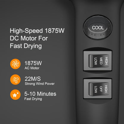 JINRI 1875W Hair Dryer with Three Heat Settings, Two Speeds and One- or Three-Accessory Package Options