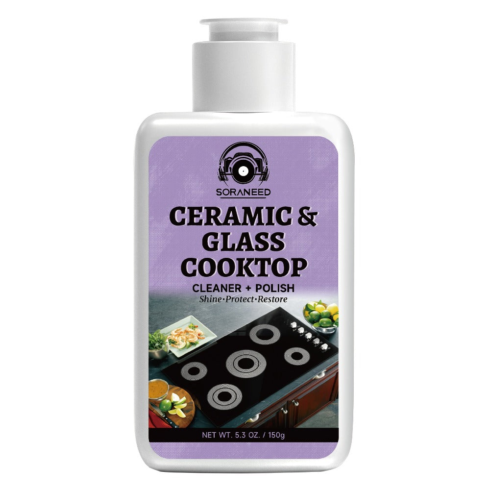 Ceramic Stovetop Cleaner Cream – Heavy Duty Glass Stove Top Cleaning Paste, Removes Burnt-On Grease & Stains, Non-Scratch, Non-Toxic, No Harsh Fumes, Safe for Induction & Electric Cooktops
