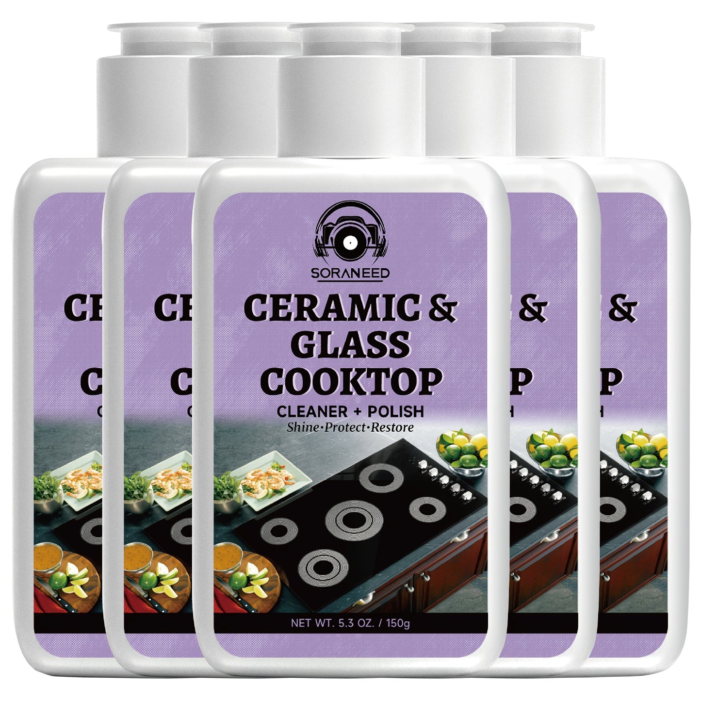 Ceramic Stovetop Cleaner Cream – Heavy Duty Glass Stove Top Cleaning Paste, Removes Burnt-On Grease & Stains, Non-Scratch, Non-Toxic, No Harsh Fumes, Safe for Induction & Electric Cooktops