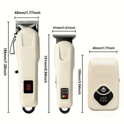 USB Rechargeable Hair Clipper for Men with LCD Display — Professional Large-Capacity Battery Clipper, Reinforced White Design, Home Salon & Travel Essential, Gift for Dad & Son