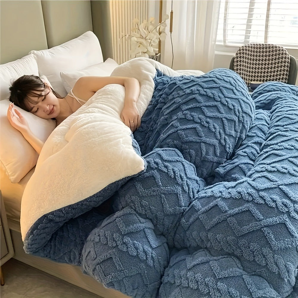 Textured Two-Face Comforter in Elegant Gray or Sapphire Blue with Twin, Full, Queen and King Sizes