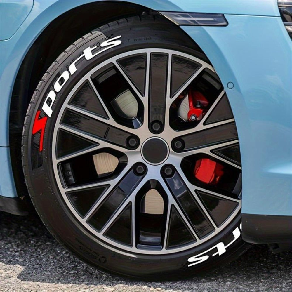 Tire Letter Stickers – Sport Racing PVC Tire Decals for Car & Motorcycle, Self-Adhesive Raised Letter Stickers, Cool Car Modification Decoration (Pack of 8)