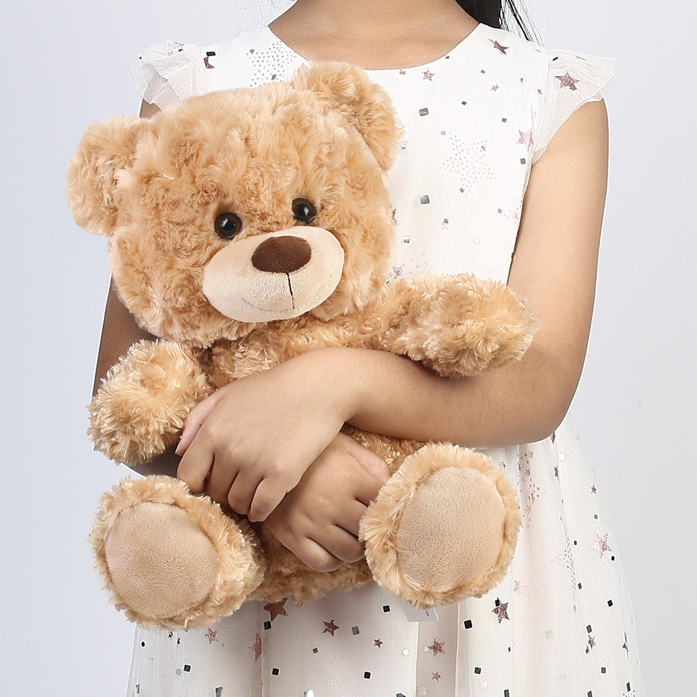 Plush Toy – Shaggy Brown Teddy Bear 15-Inch with Sitting 12-Inch Format and Classic Bow for Display