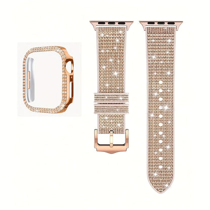 Rhinestone Mesh Watch Band and Matching Case Set for Apple Watch in 19 Color-and-Size Options