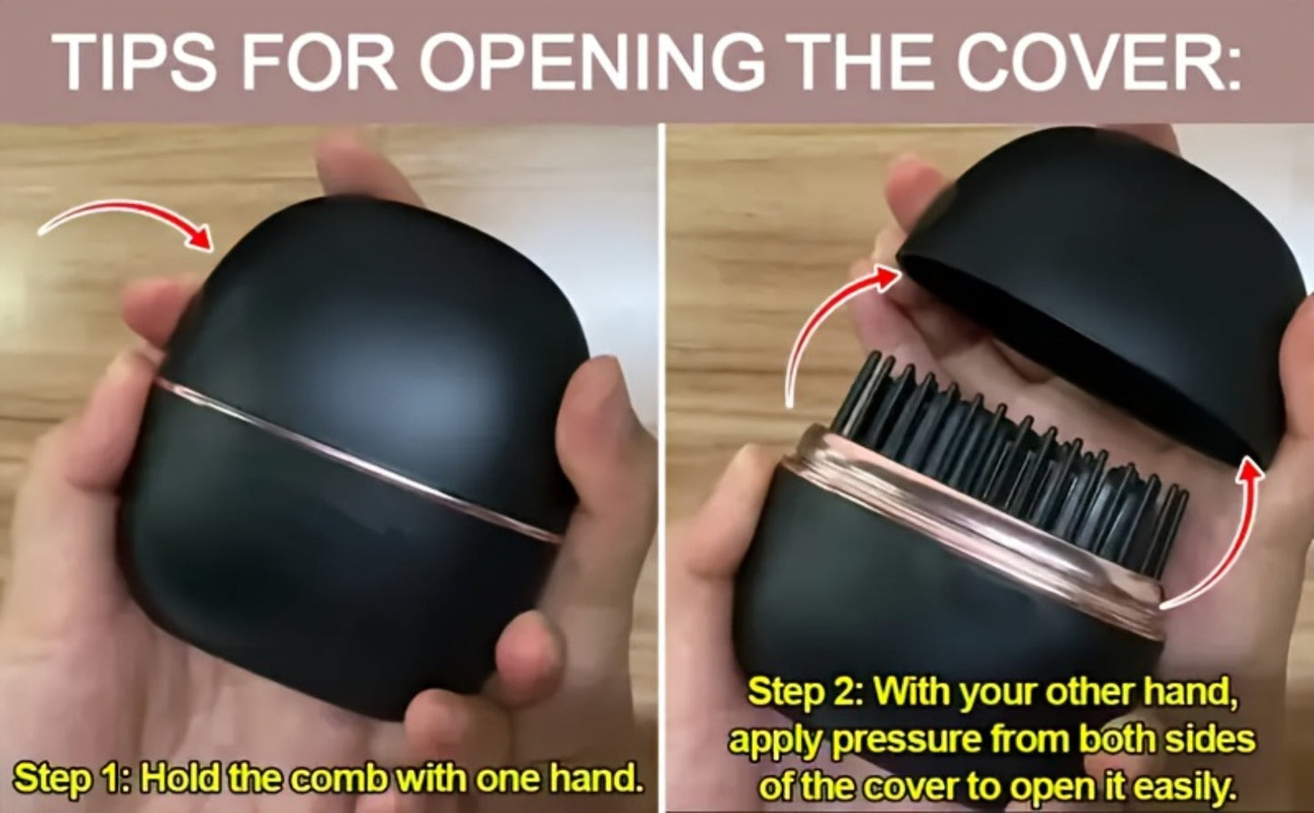 Mini Cordless Hair Straightening Comb with 2000mAh Label, Black or Pink Finish and USB Charging Cable