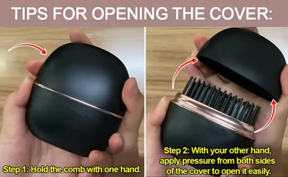 Mini Cordless Hair Straightening Comb with 2000mAh Label, Black or Pink Finish and USB Charging Cable