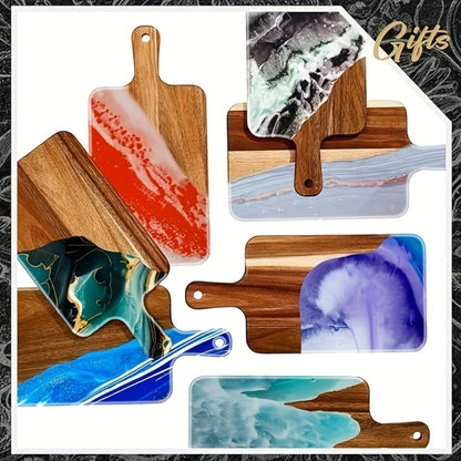 Cutting Board Acacia or Bamboo-Style Handle Boards in Five or Ten-Piece Sets, 15.7 x 7.8 Inches
