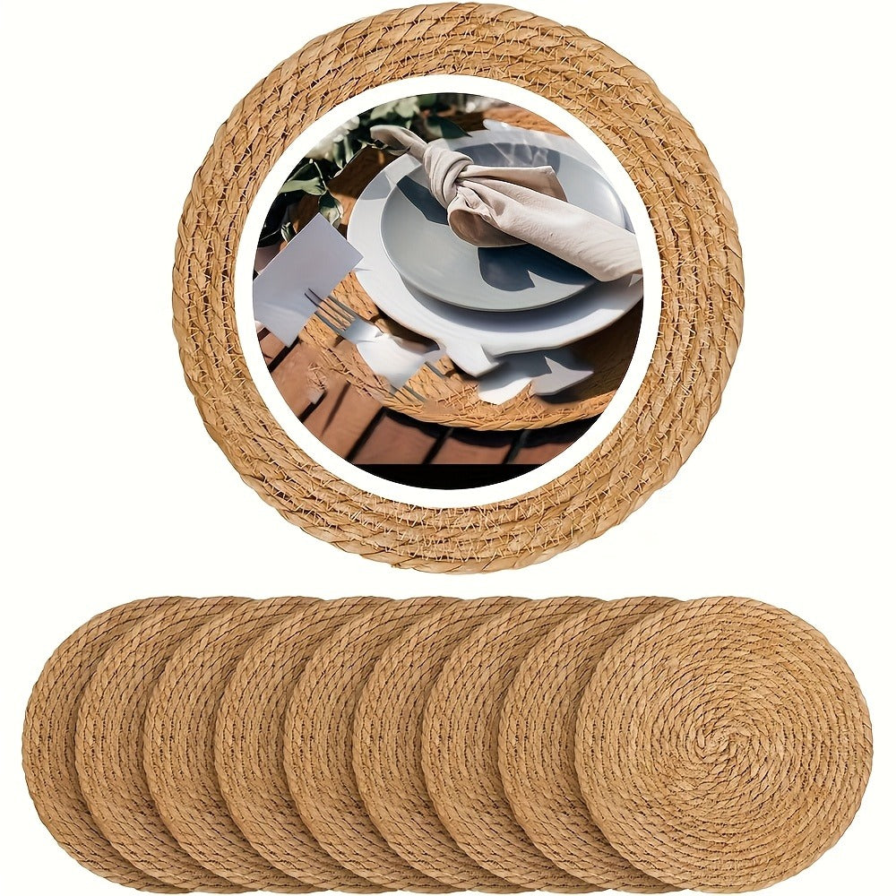 Round Braided Table Placemats in 6-, 10-, 20-, 30- or 50-Piece Options with 12-Inch Diameter