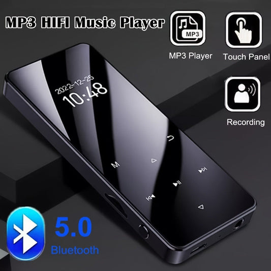 Bluetooth 5.0 MP3 Player with 128GB Support, Touch Screen, FM Radio, Lossless HiFi Music, 24-Hour Playback, Aluminum Alloy Body, Ideal for Running Sports Gym Workout Commute