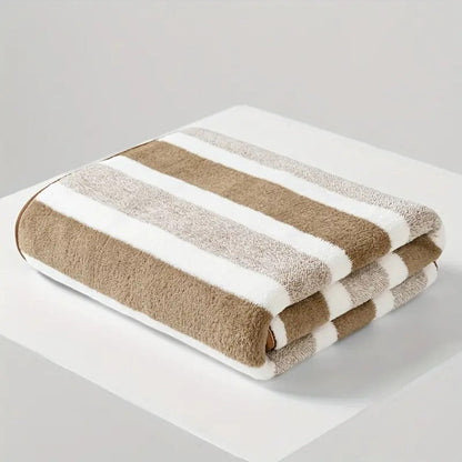 Bath Towels Set 1 or 4 Pack 346GSM Polyester Striped Towels 70 x 140cm in Four Colors for Home and Guest Use