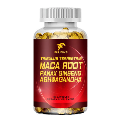Men's Vitality Capsules with Tribulus Terrestris, Maca Root, Panax Ginseng & Ashwagandha – Daily Immune & Energy Support Supplement for Men | 120 Capsules | ShopVora UK