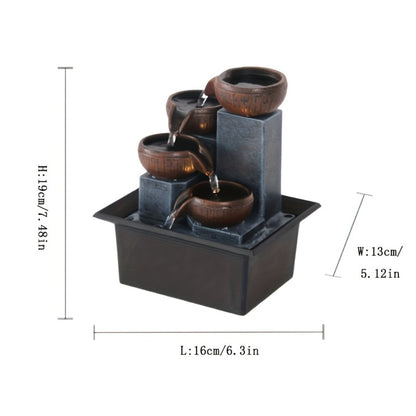 Desktop Water Fountain with LED Lights USB Powered Indoor Tabletop Waterfall Fountain for Home Office Desk Decor Relaxing Zen Decoration with Adjustable Pump Architecture Theme
