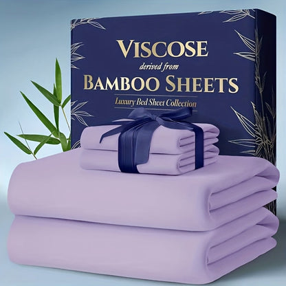 Bed Sheet Set 6-Piece Bamboo Fabric with 40–44 cm Pocket, Double-Stitched Edges and Seven Colors