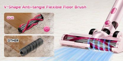 Cordless Vacuum Cleaner 55KPa 8-in-1 Stick Vacuum with LED Light 180° Swivel Lightweight Wireless for Hardwood Carpet Pet Hair Stairs Car Sofa Home Office