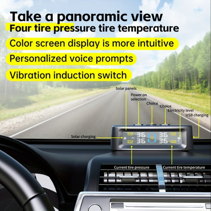 TPMS Tire Pressure Monitoring System – Wireless Solar & USB Powered, External Sensors, Universal Fit for 36V & Below Vehicles, Model T12