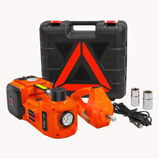 Electric Car Jack Kit 5 Ton 12V Hydraulic Lift – 6.1–17.7" Range with Impact Wrench for SUV Sedan Truck Tire Change & Garage Repair