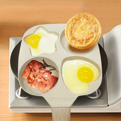 Cookware Set ABKOK 5-Piece Beige Frying Pan, Divided Breakfast Pan, Whisk, Brush and Spatula
