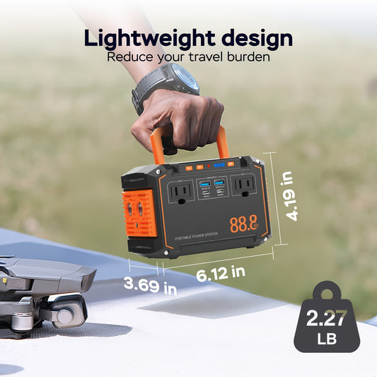 Portable Power Station 88.8Wh/111Wh – Solar Generator with AC/DC/USB Ports, 30W Solar Panel Optional, Backup Battery for Camping, Emergency, CPAP, Laptops, Fans