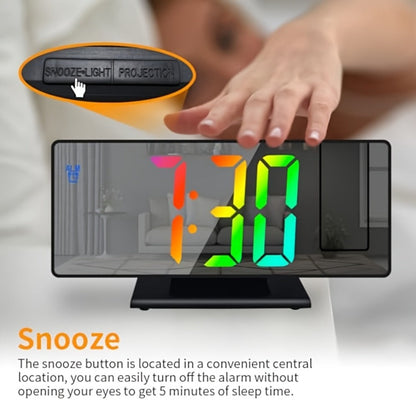 Digital Projection Alarm Clock LED Color Screen - 180° Rotating Projector, Temperature Display, Adjustable Brightness, Night Mode, Snooze, USB Powered Bedroom Living Room Ceiling Clock Decor