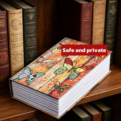 Book Safe Storage Organizer with Key Lock and Butterfly or Rose Cover for Money and Jewelry